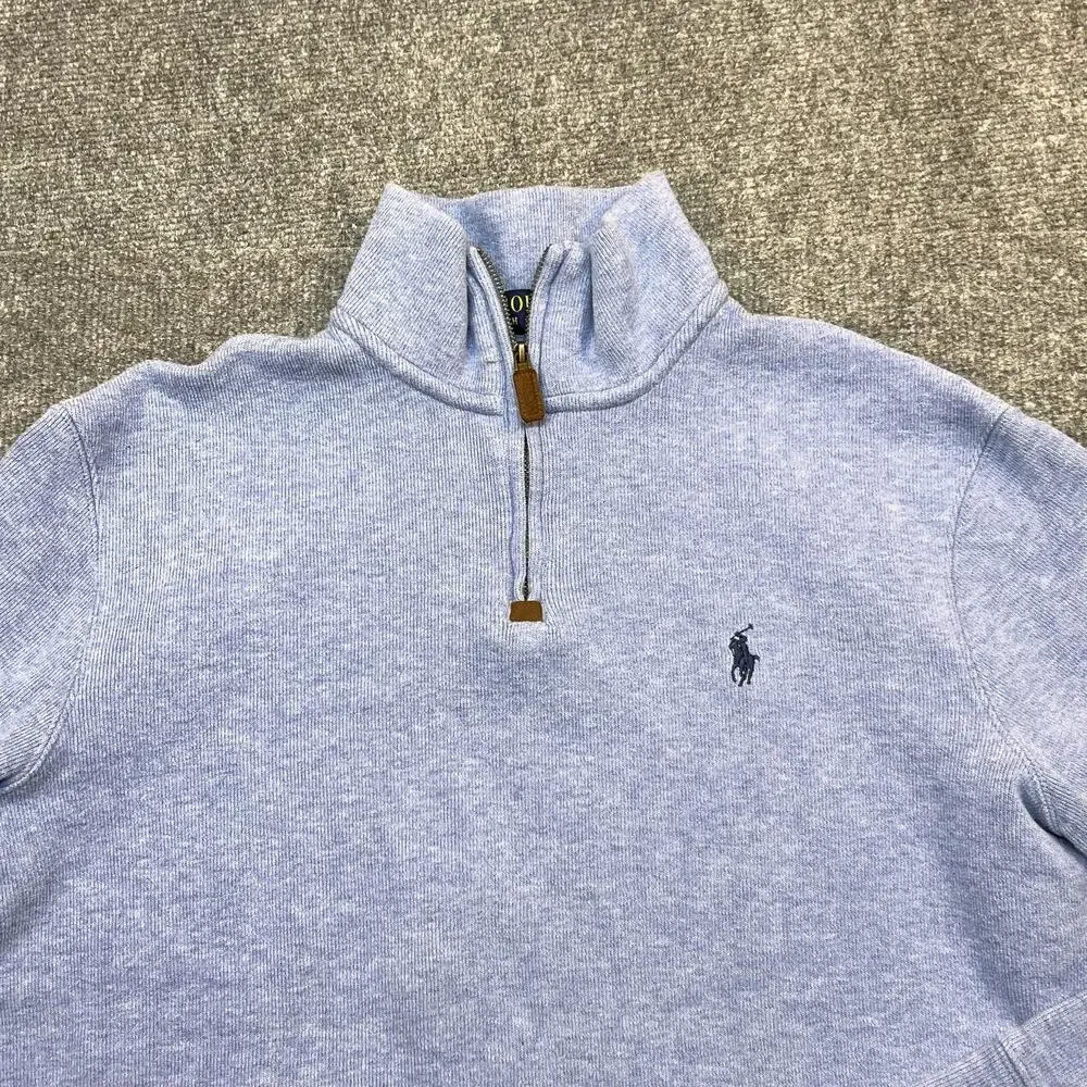 Polo Ralph Lauren Sweater Mens Large Blue 1/4 Zip Pony Logo Pullover